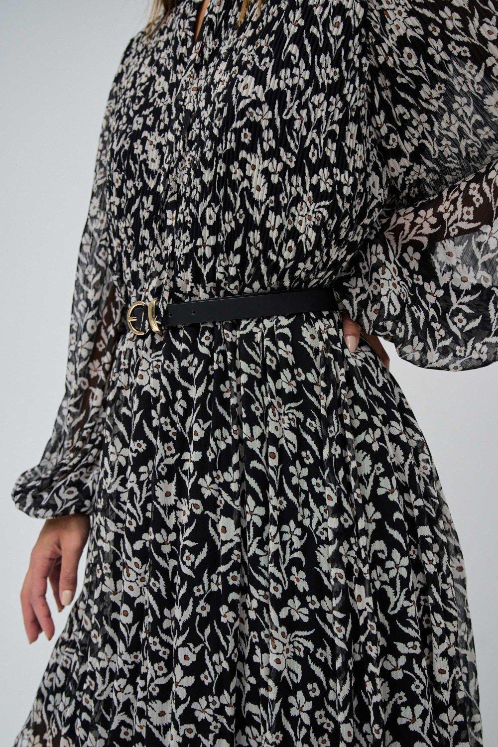 Floral Shirt Dress, Black, large image number 4