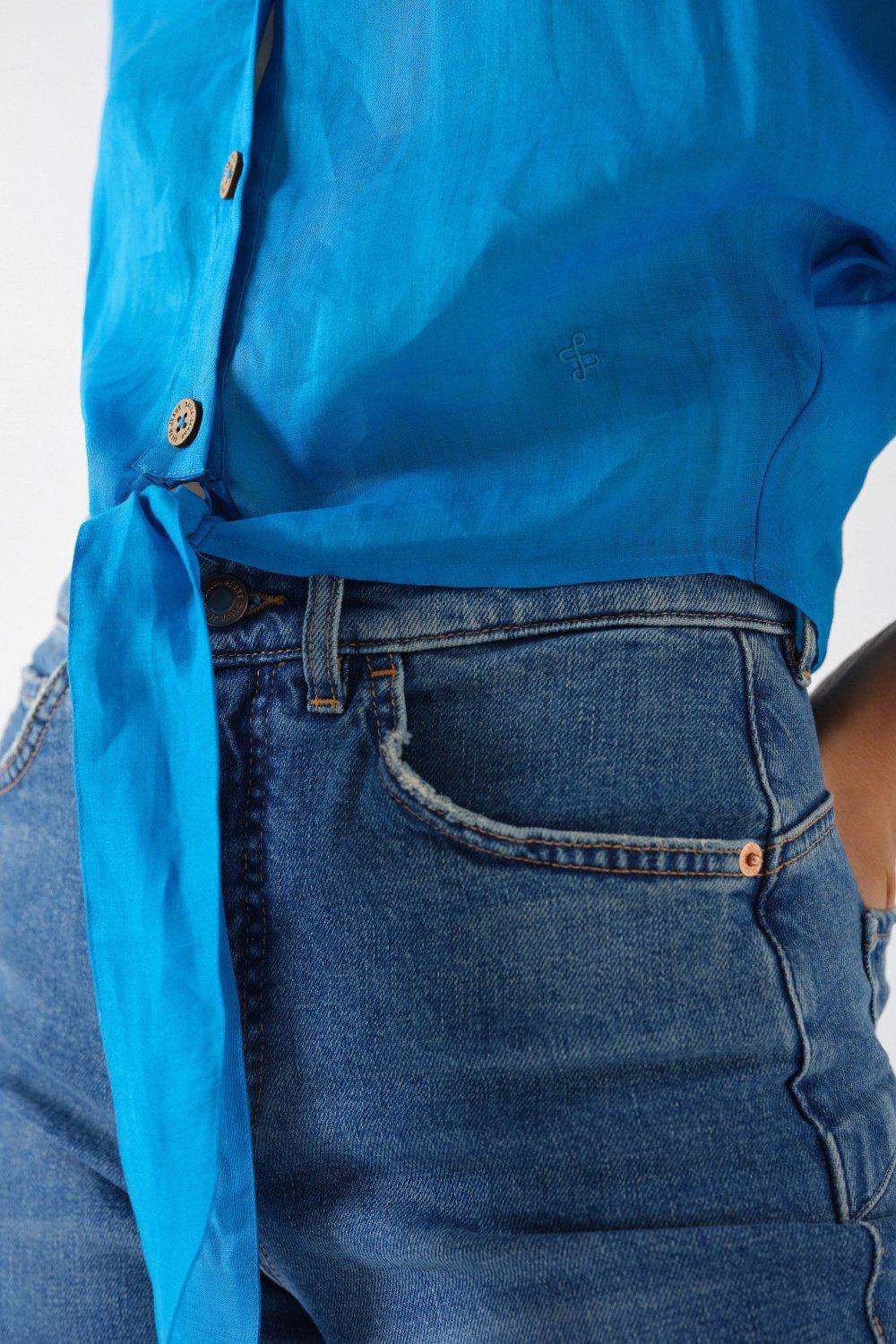 Lace-Trimmed Blouse, Blue, large image number 4