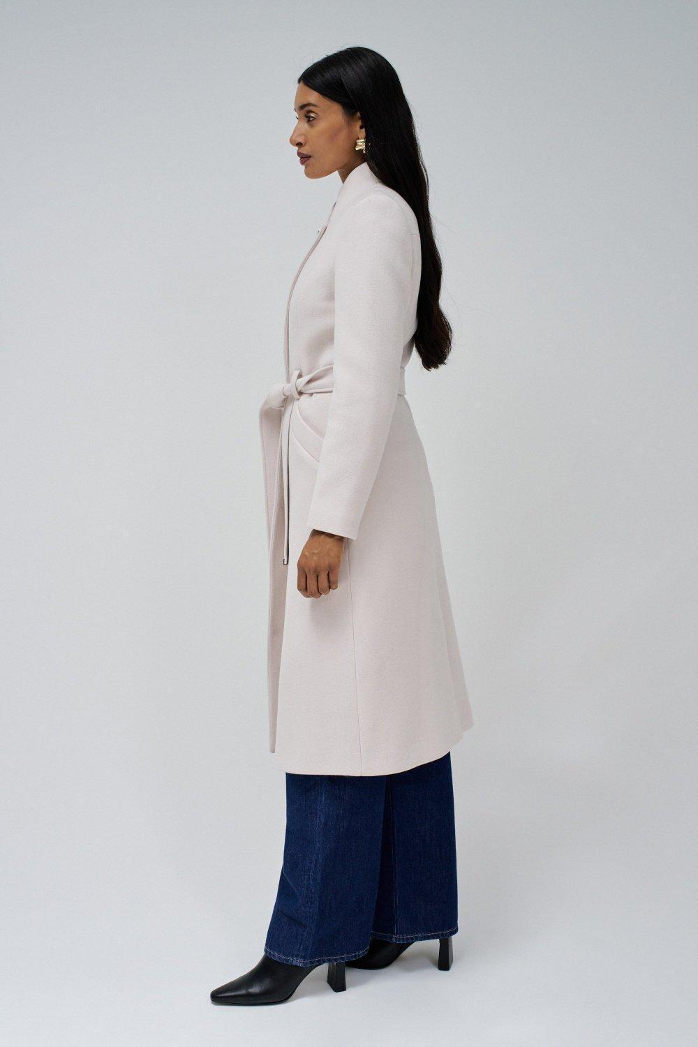 Grace Long Woollen Coat With Belt, , large image number 2
