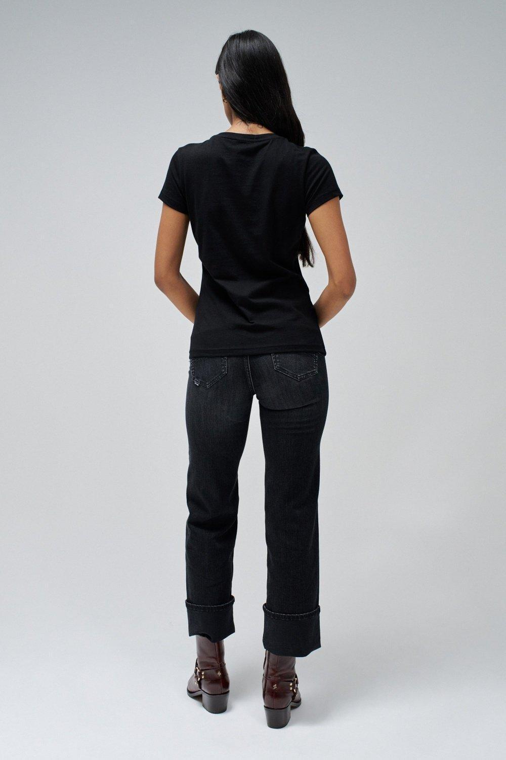 Black Logo Print T-Shirt, No Colour, large image number 3