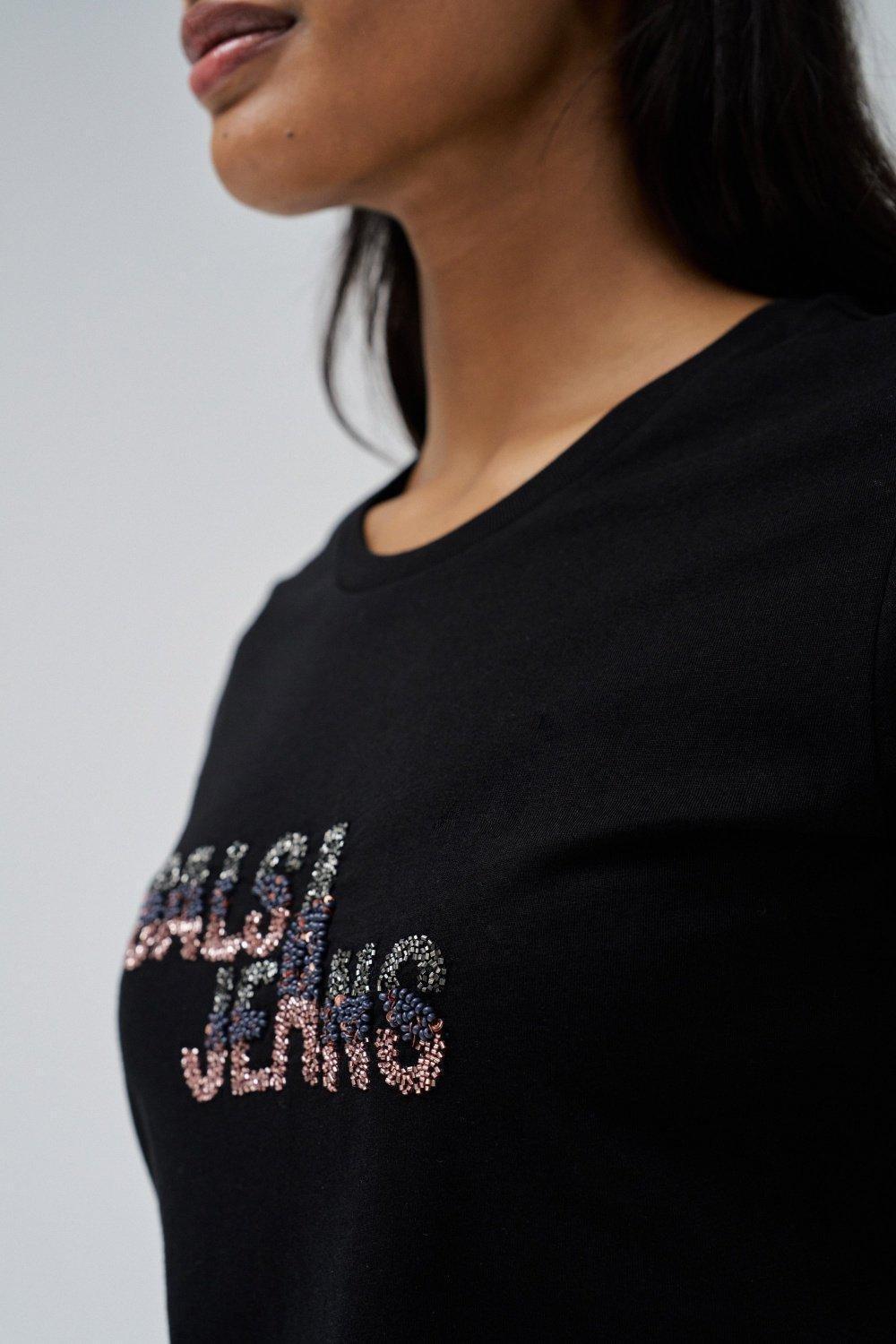 Black Logo Print T-Shirt, No Colour, large image number 4
