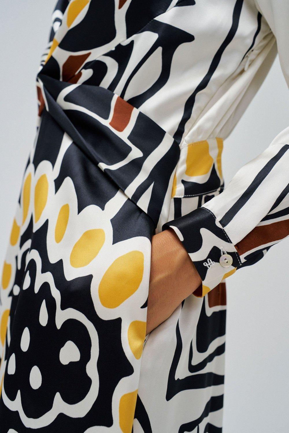 Yellow Floral Shirt Midi Dress, , large image number 4