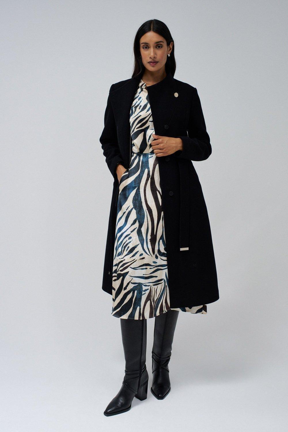 Animal Print Shirt Dress, Brown, large image number 1