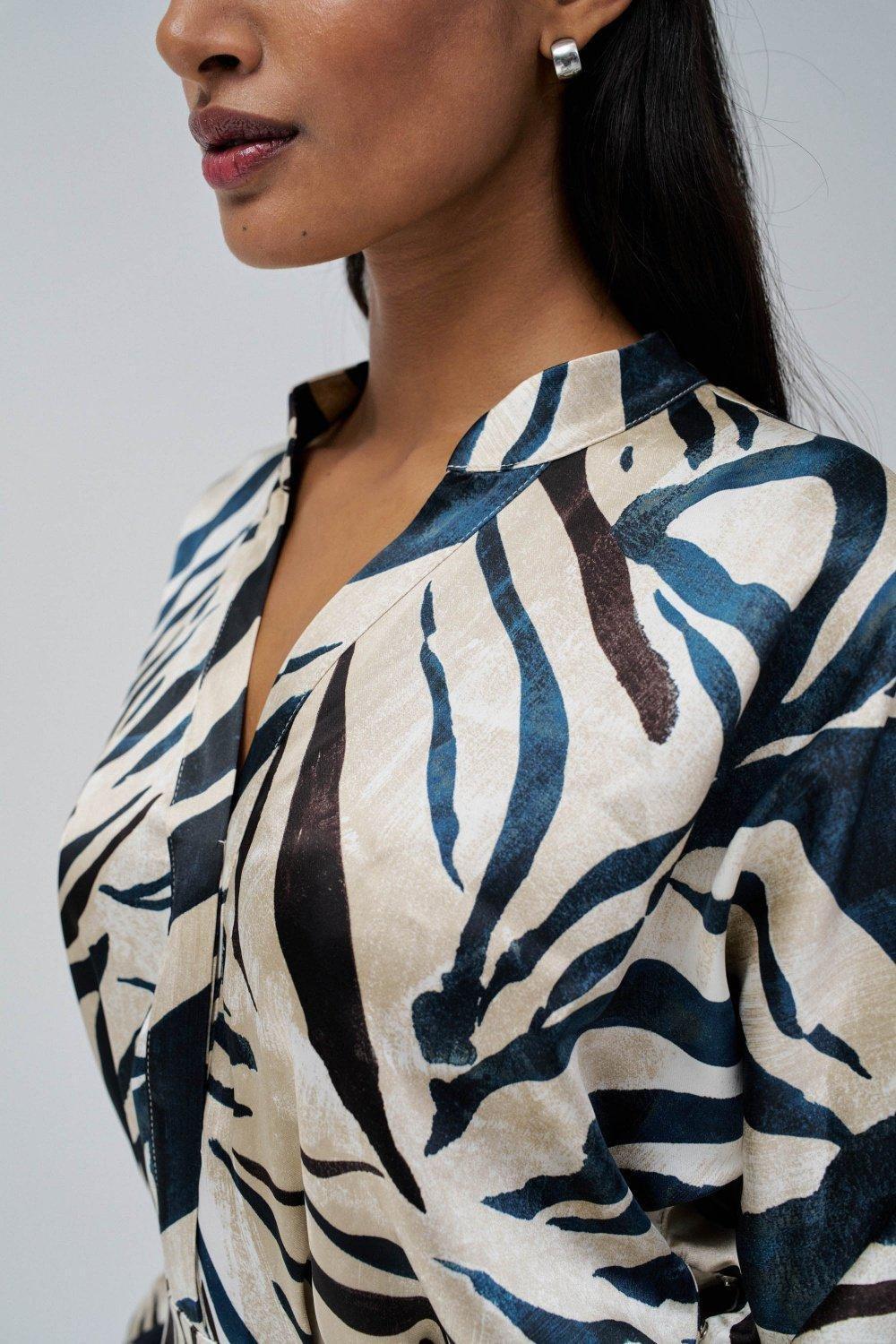 Animal Print Shirt Dress, Brown, large image number 4