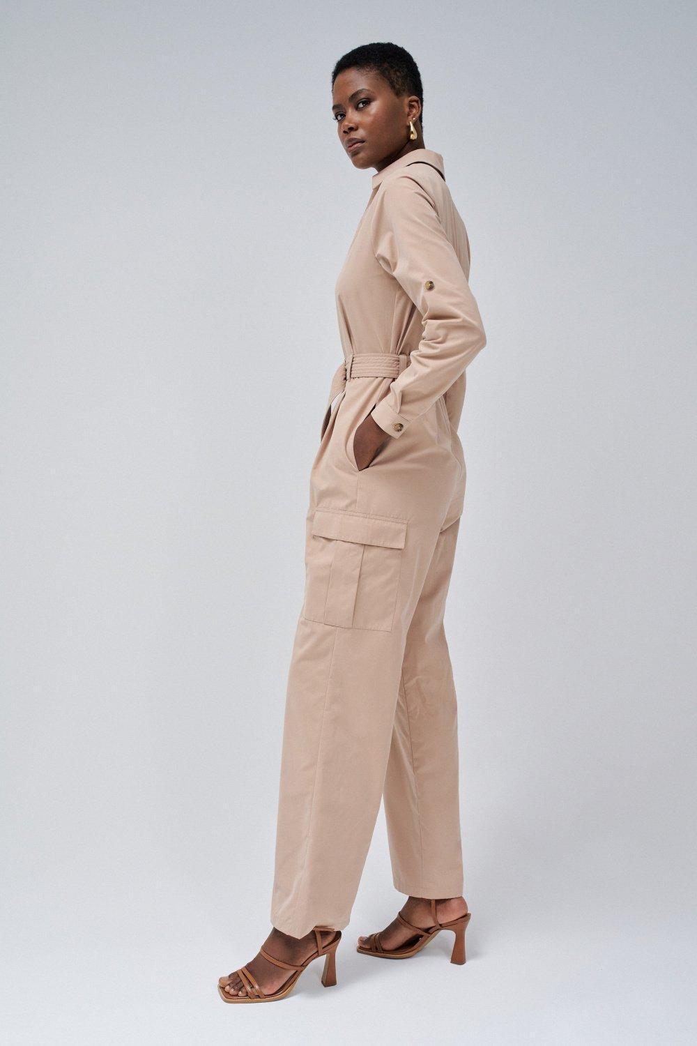 Beige Plain Jumpsuit, , large image number 2