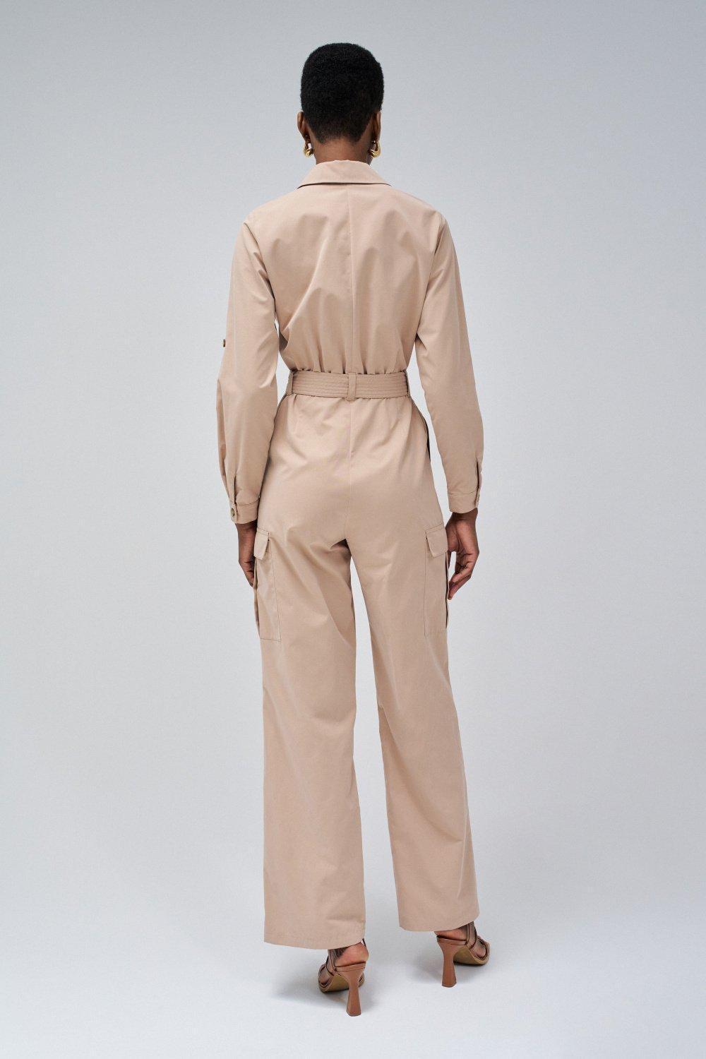 Beige Plain Jumpsuit, , large image number 3