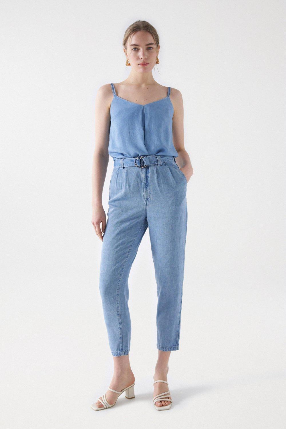 Denim Baggy Pants, Blue, large image number 1