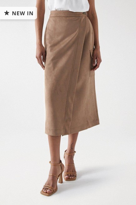 Salsa Jeans - Brown Wrapover Suede Skirt