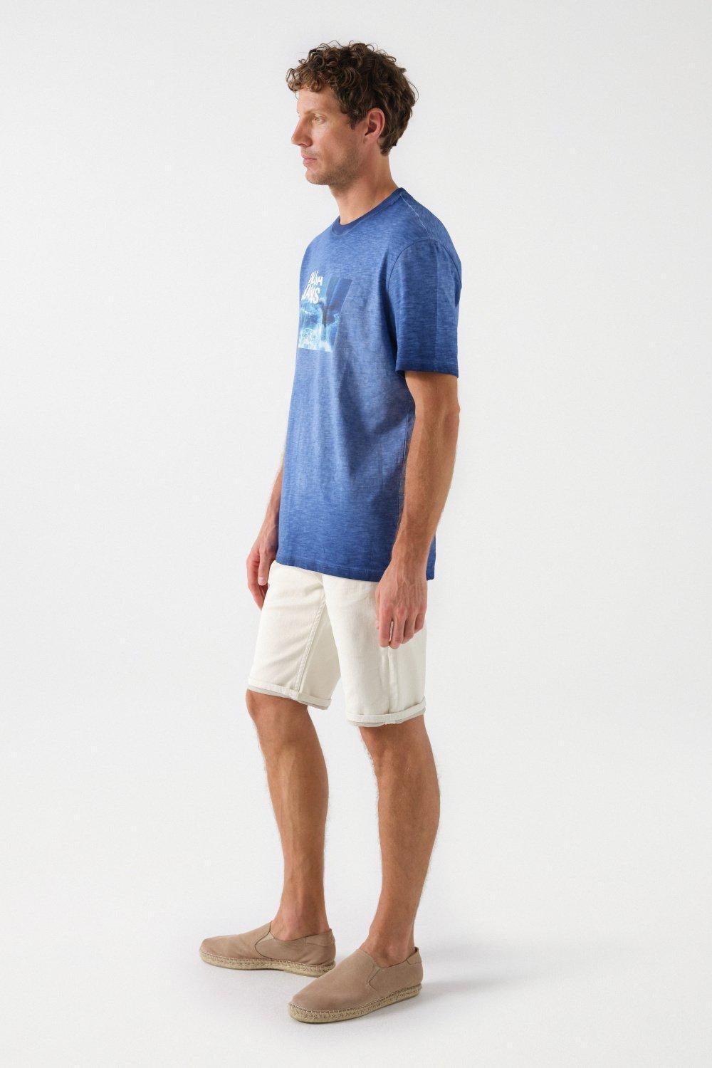 Branded Print T-Shirt, Blue, medium