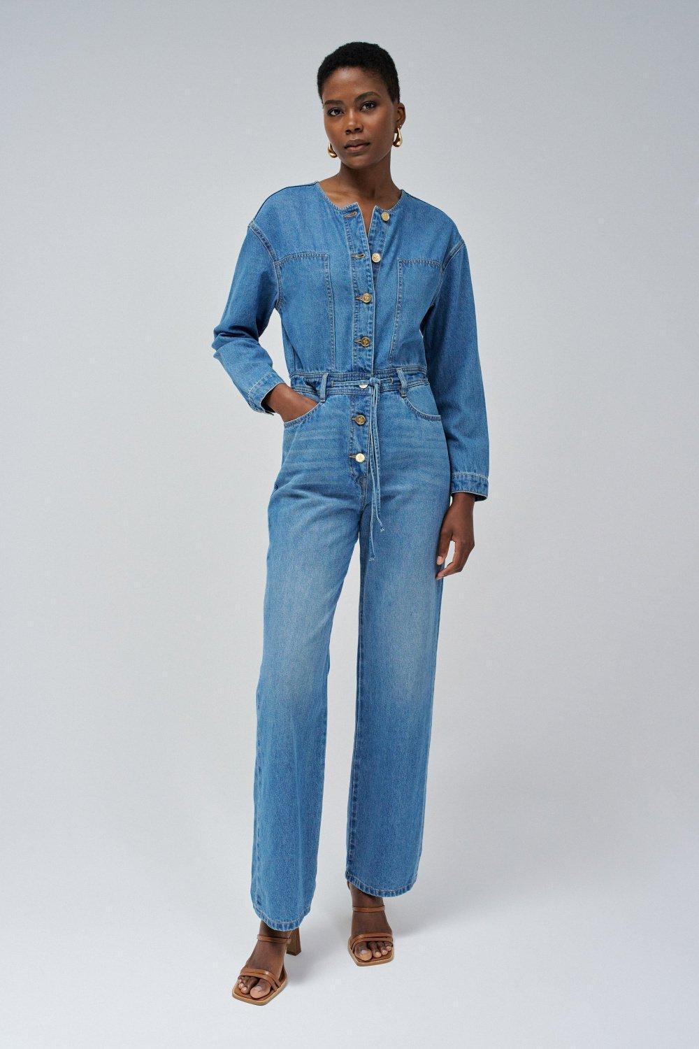 Blue Plain Jumpsuit, , large image number 1