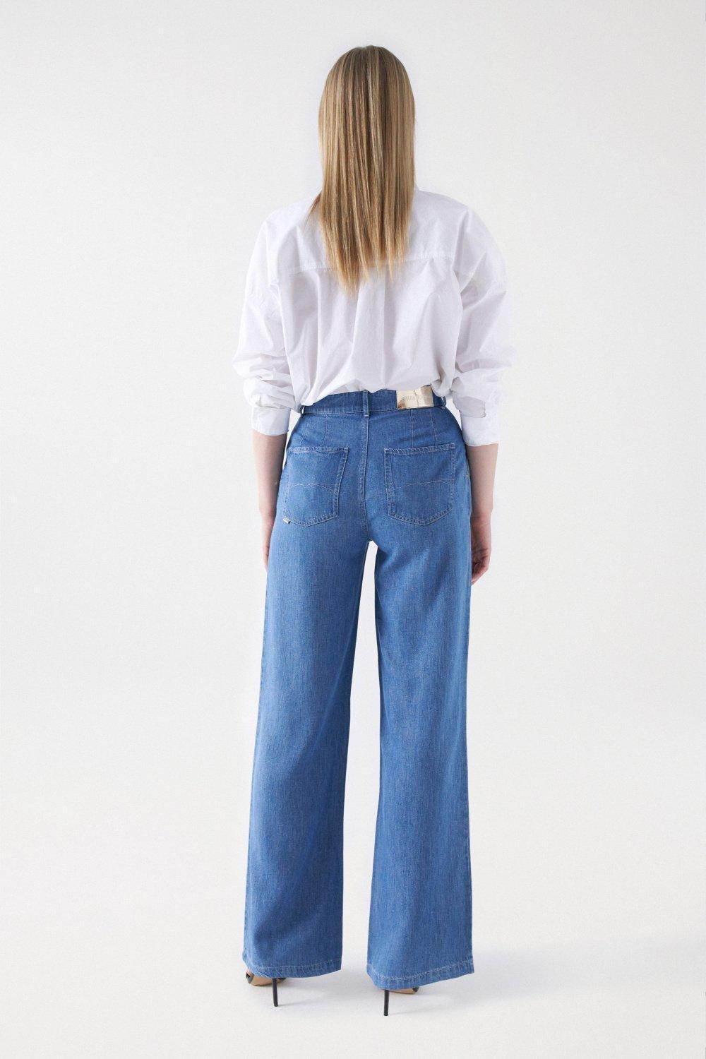 Denim Straight Leg Pants, Blue, large image number 2