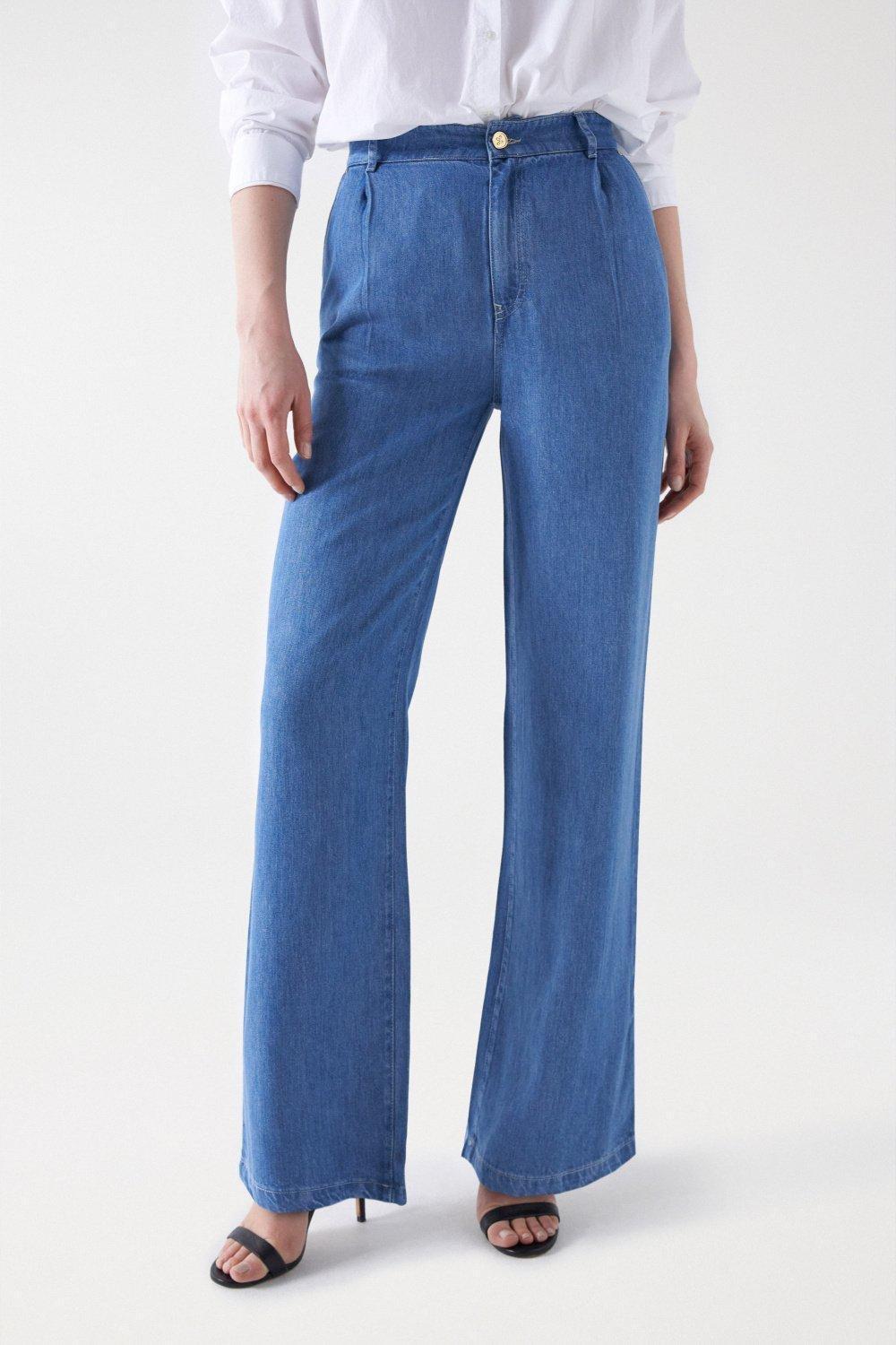 Denim Straight Leg Pants, Blue, large image number 3