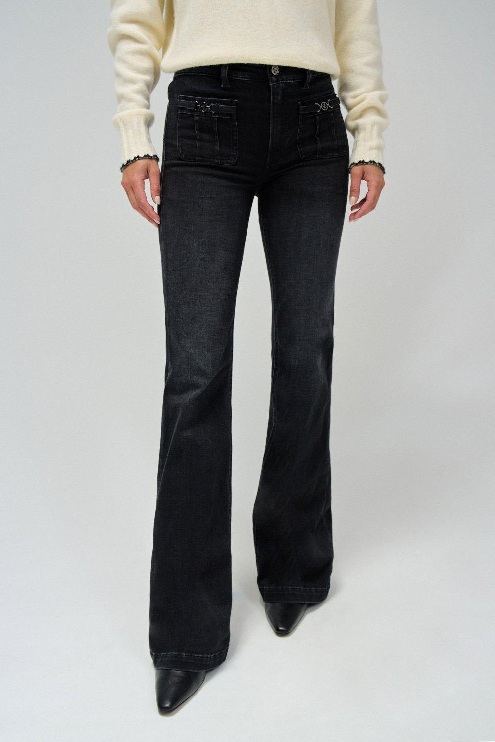 Destiny Push Up Flare Jeans, Black, medium