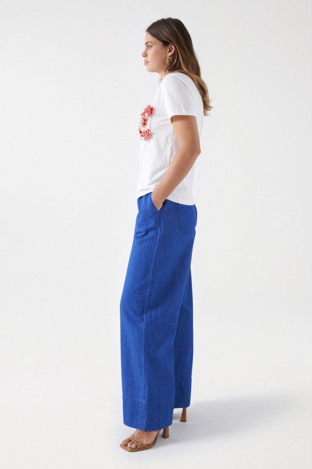 Flower Pocket Detail T-Shirt, White, large image number 2