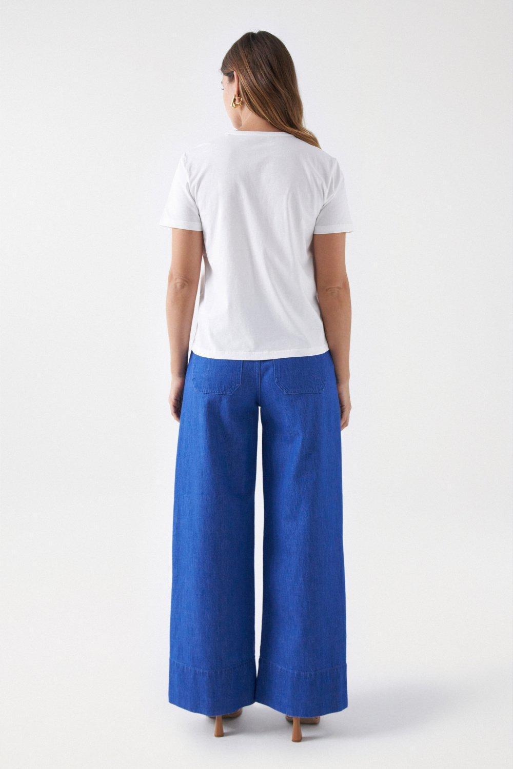 Flower Pocket Detail T-Shirt, White, large image number 3