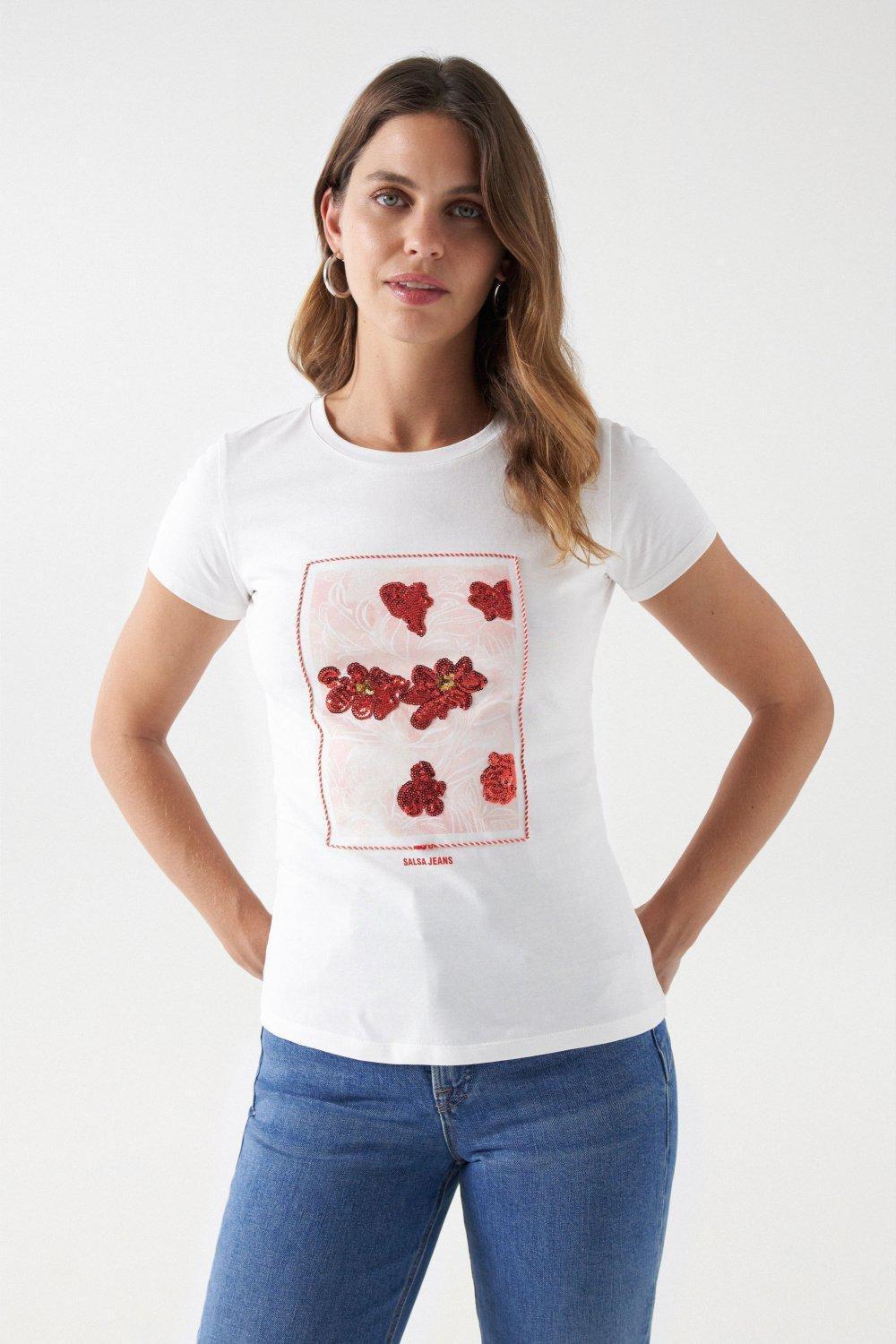 Floral Print T-Shirt, Pearl, large image number 0