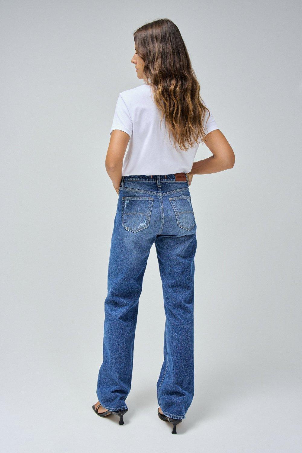 Blue Ripped True Straight Jeans, , large image number 3