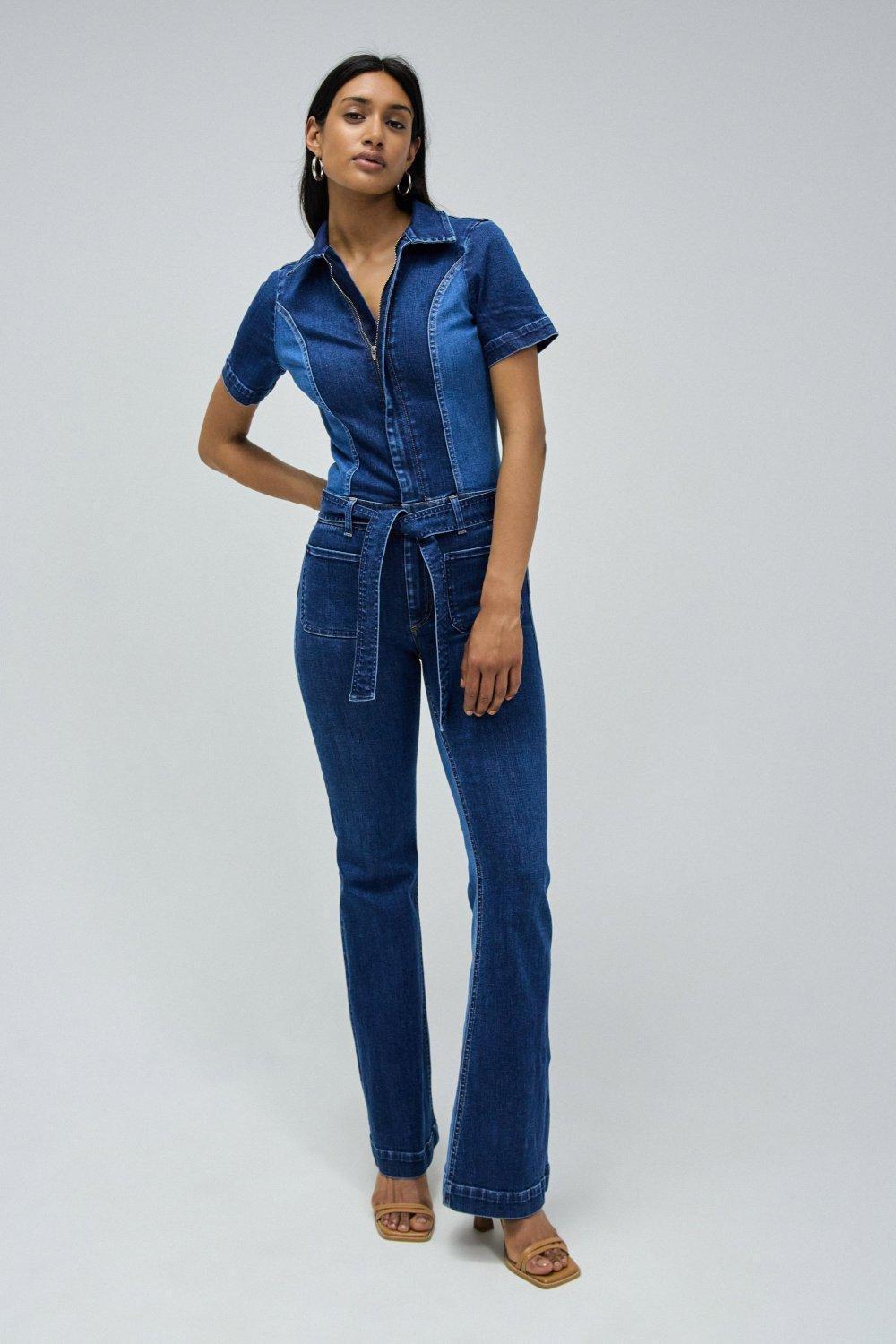 Blue Plain Jumpsuit Casual, , medium