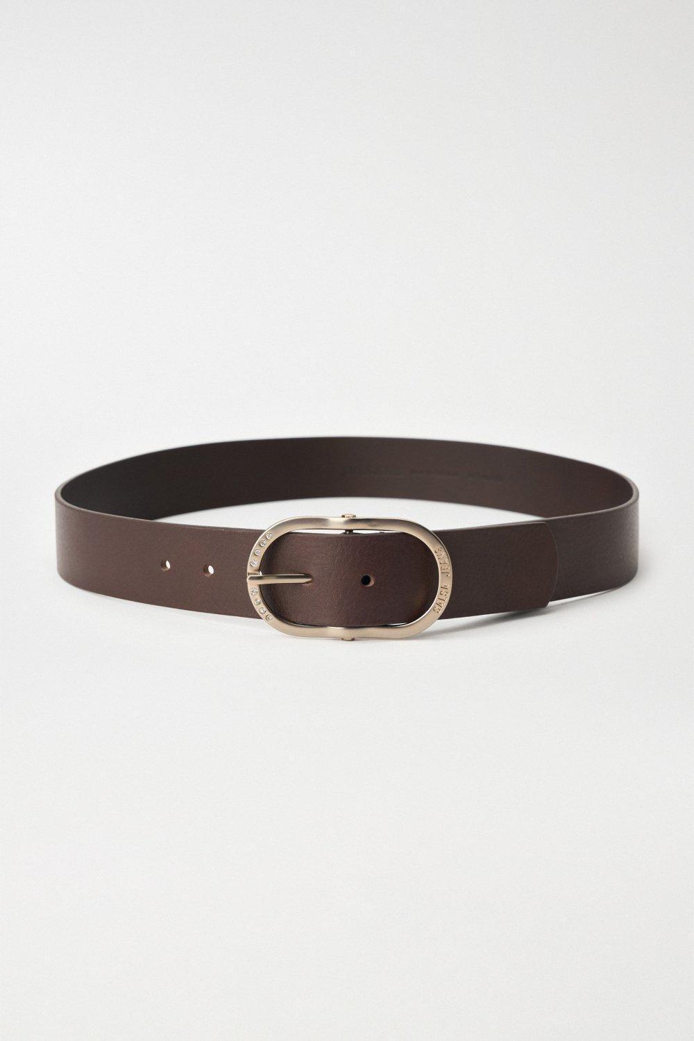 Leather Belt, Brown, medium