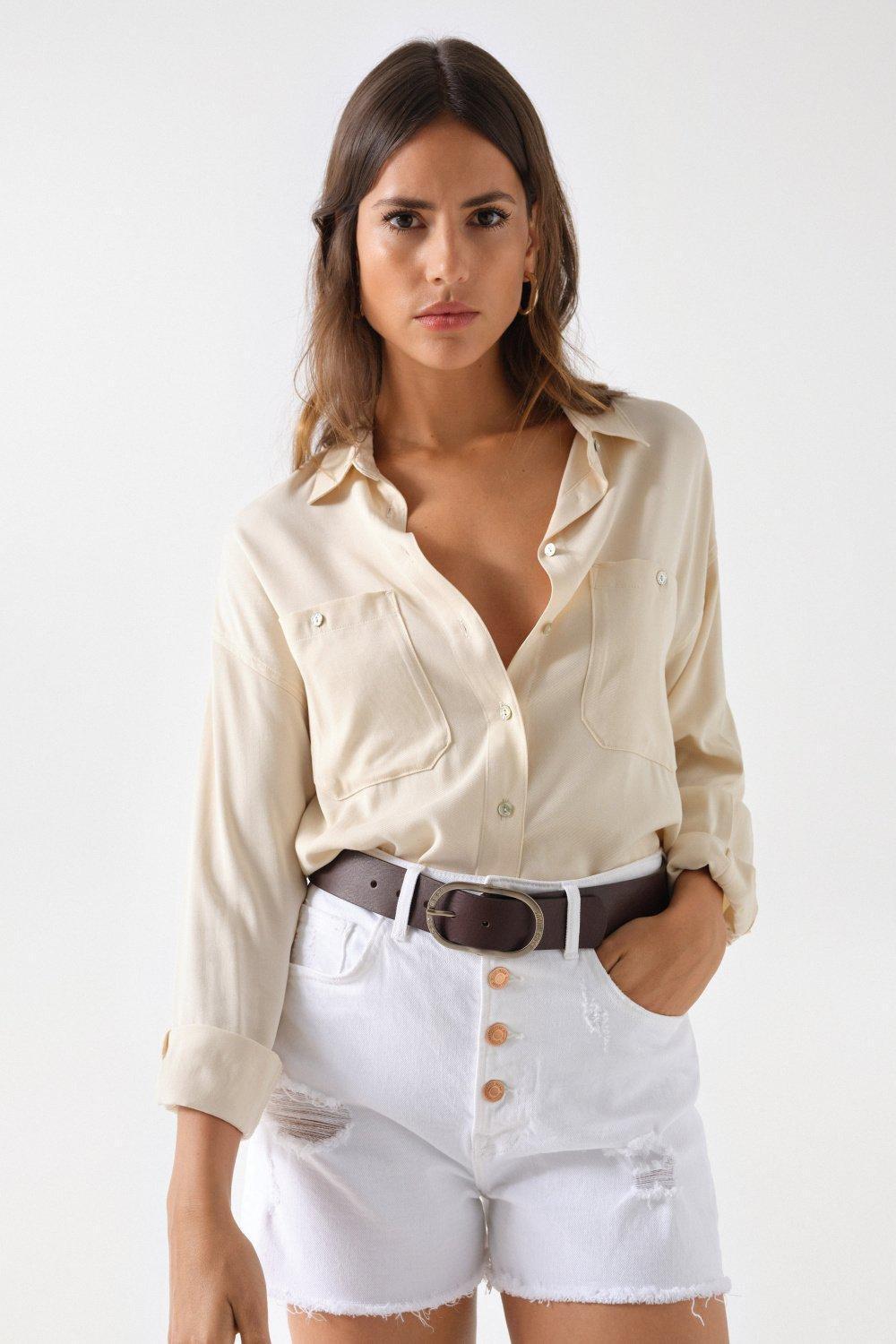 Leather Belt, Brown, medium