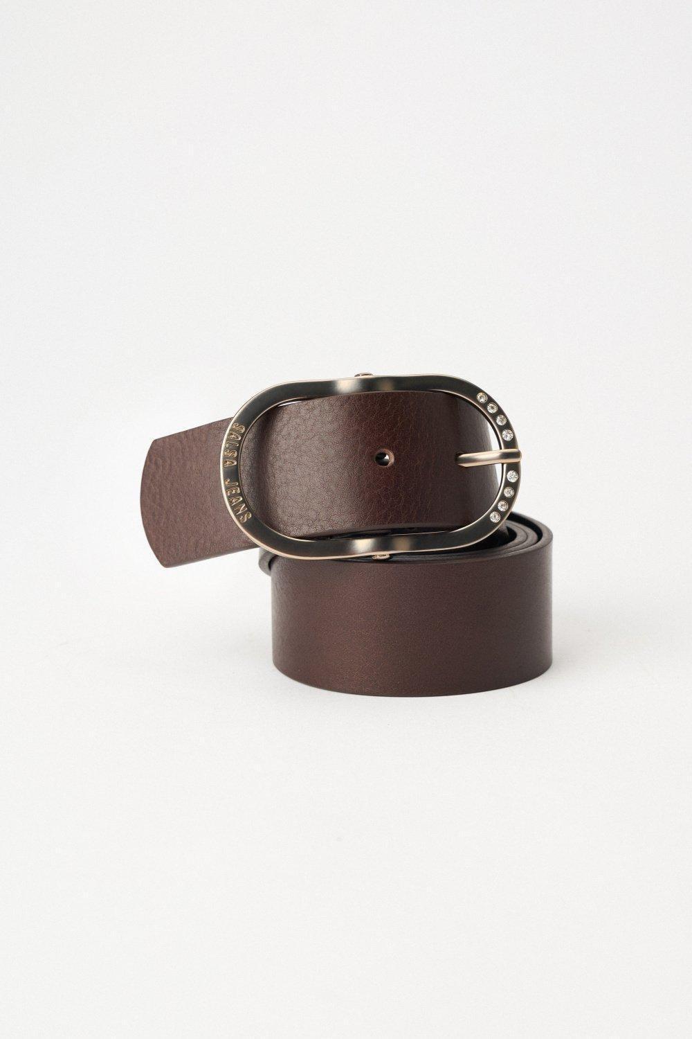 Leather Belt, Brown, medium