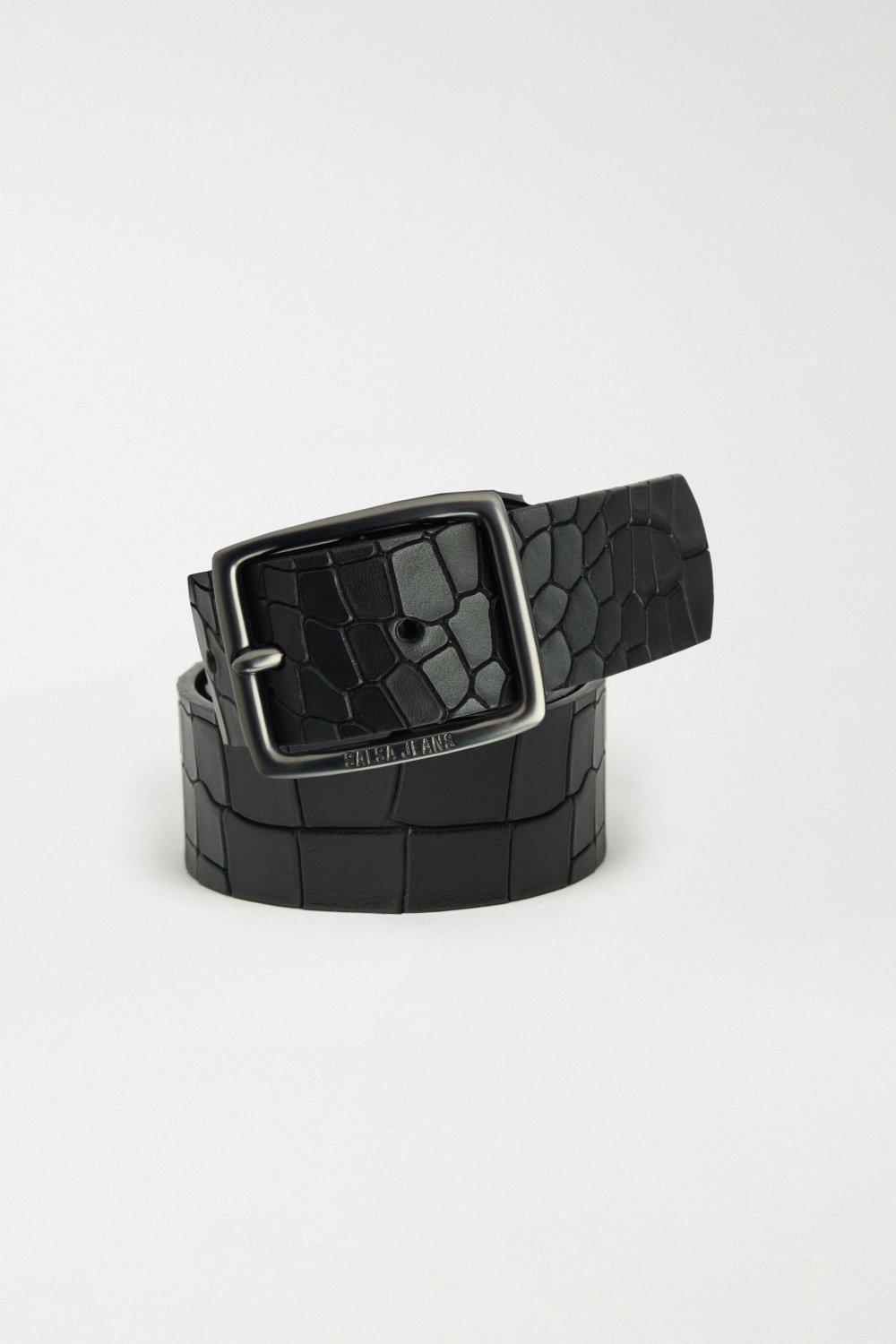 Textured Leather Belt, Black, large image number 2
