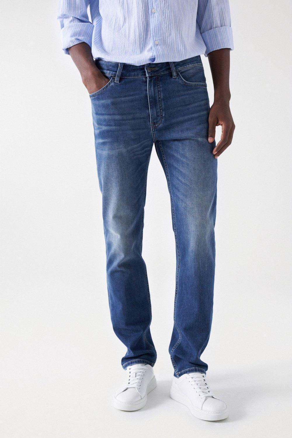 Blue REGULAR FIT COOLMAX JEANS, , medium