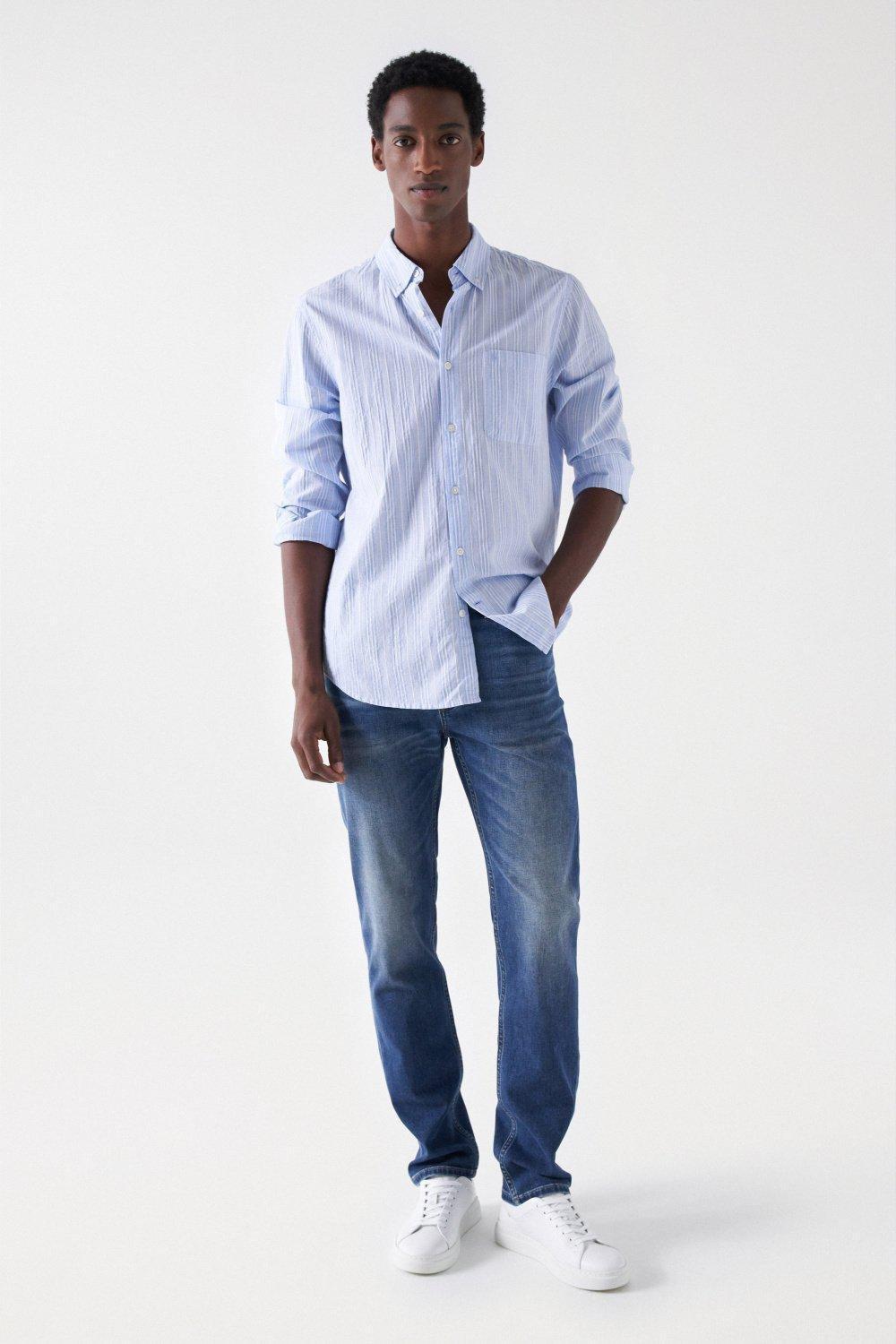 Blue REGULAR FIT COOLMAX JEANS, , large image number 1