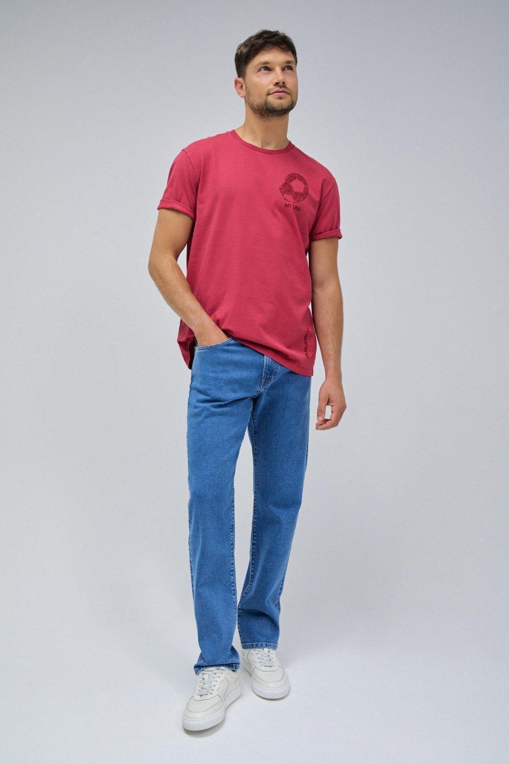 Blue Plain Straight Leg Jeans, , large image number 1