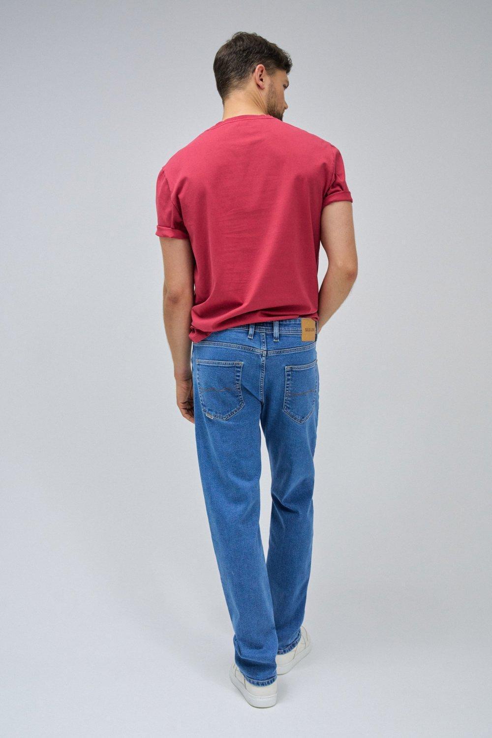 Blue Plain Straight Leg Jeans, , large image number 3