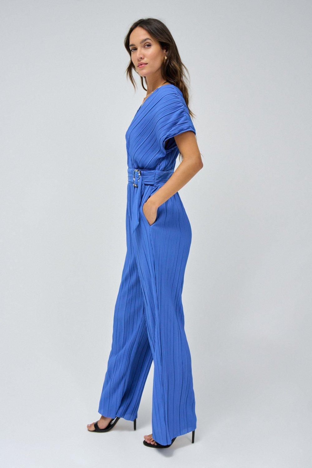 Blue Wrapped Belted Jumpsuit, , large image number 2