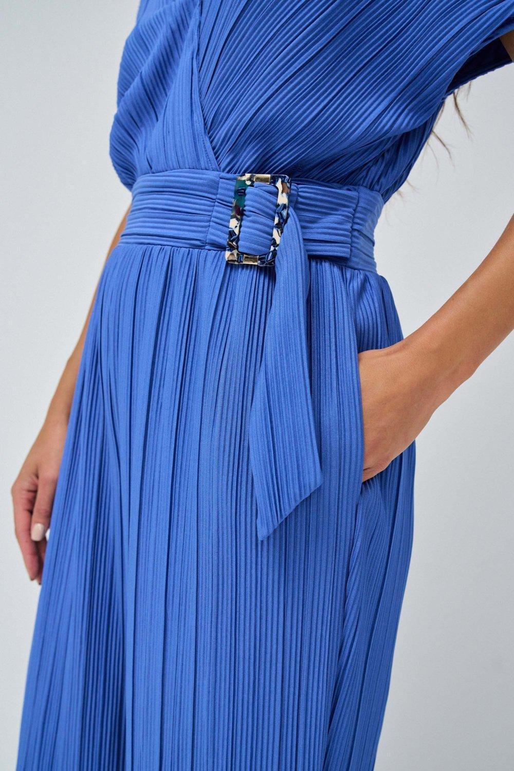 Blue Wrapped Belted Jumpsuit, , large image number 4