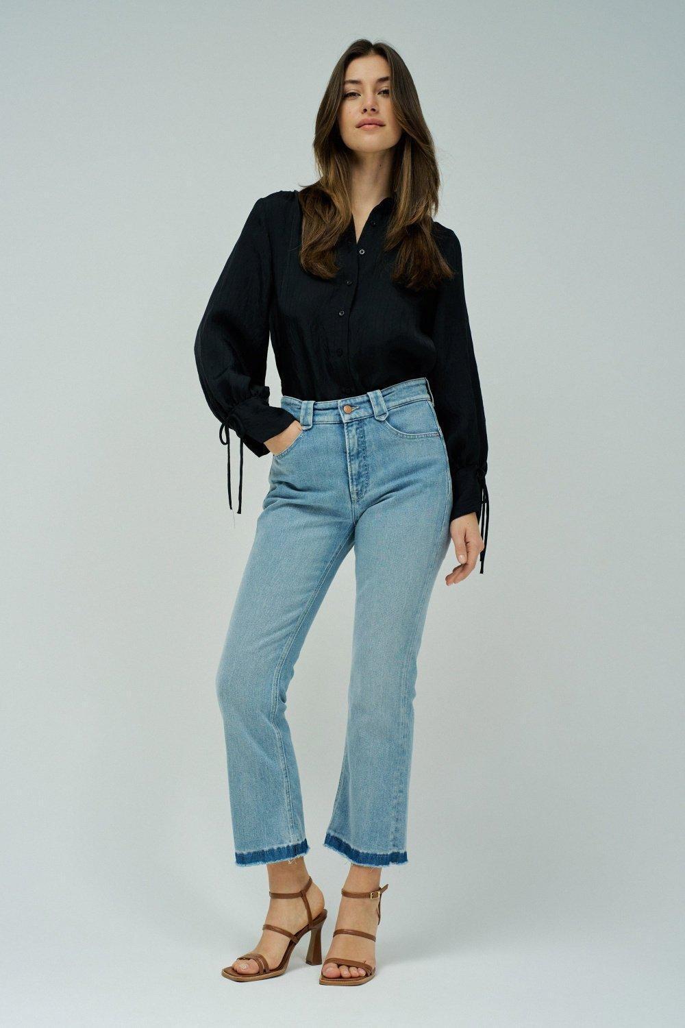Light Wash Cropped Flare Jeans, , large image number 1