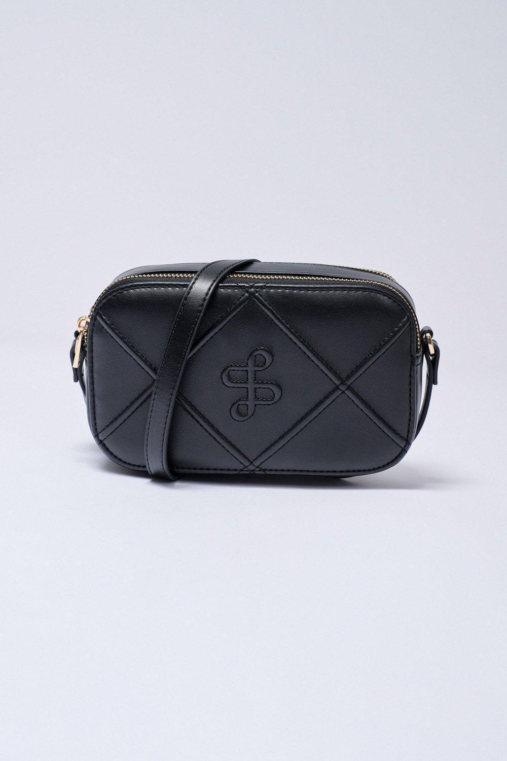 Black Quilted Handmade Crossbody Bag, , medium