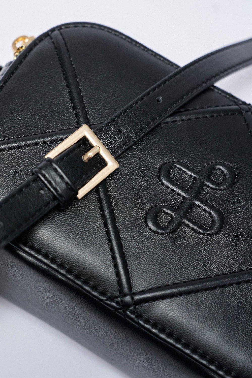 Black Quilted Handmade Crossbody Bag, 2101_000, large image number 1