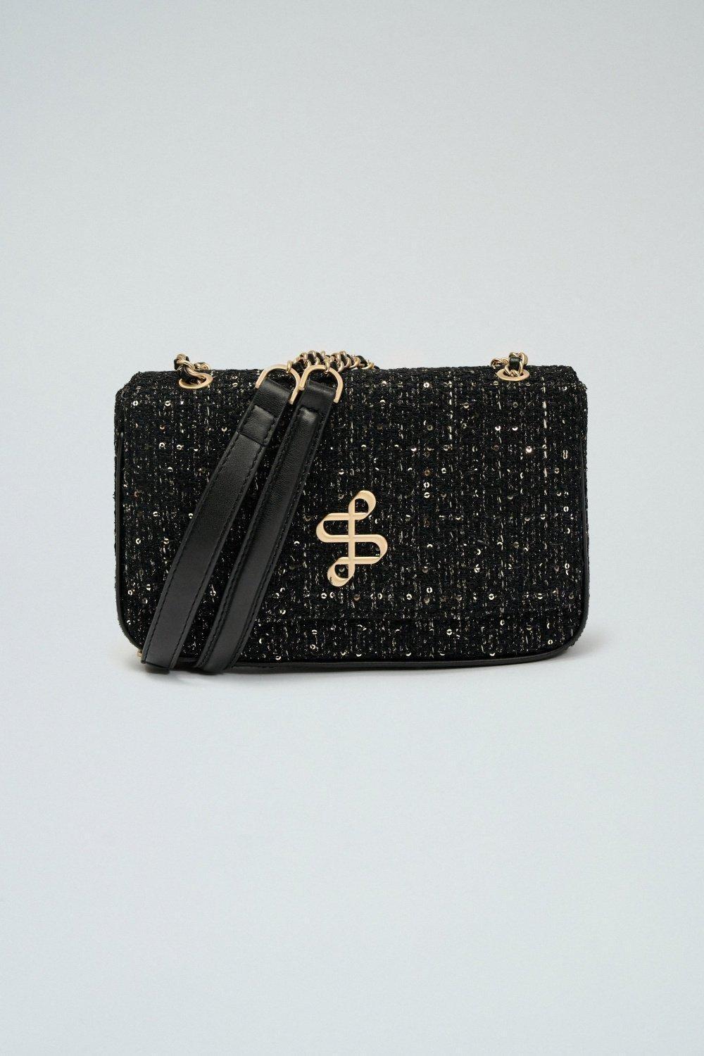 Tweed Crossbody Bag, Black, large image number 0