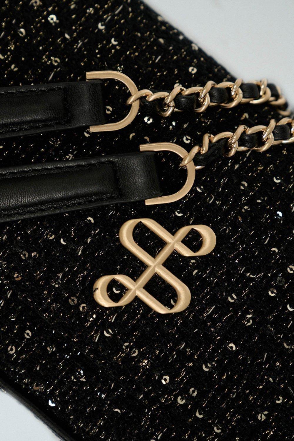 Tweed Crossbody Bag, Black, large image number 1