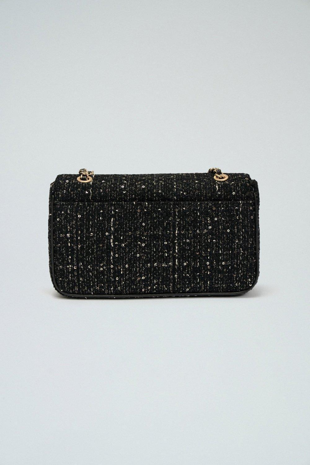 Tweed Crossbody Bag, Black, large image number 3