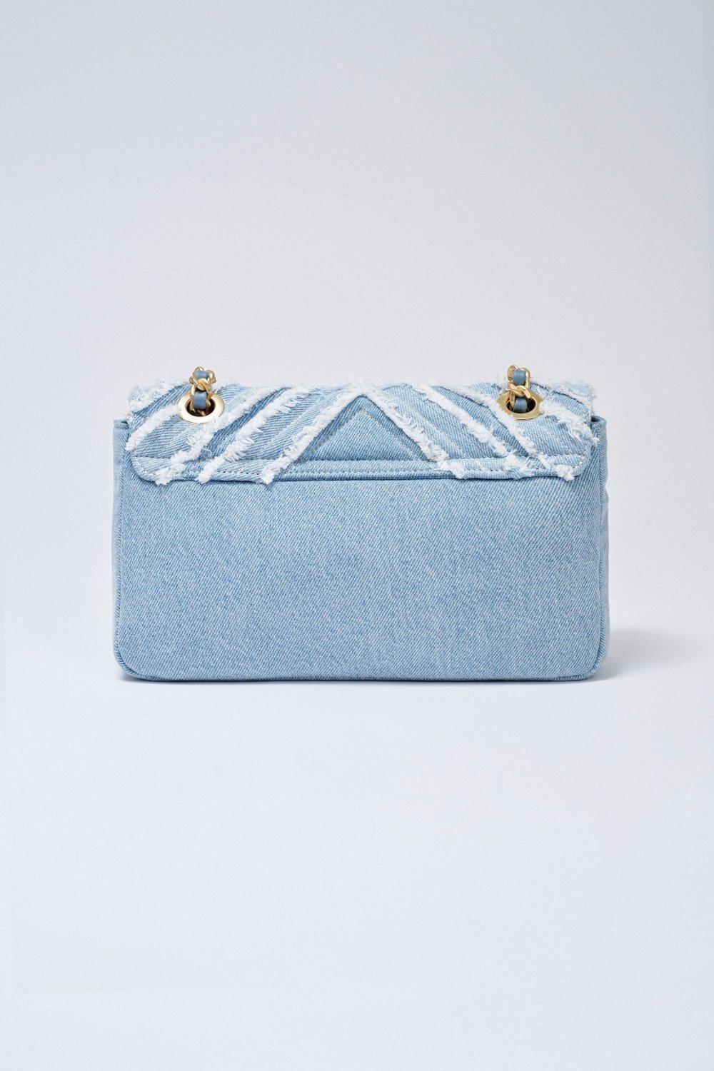 Denim Bag With Chain, Blue, large image number 2