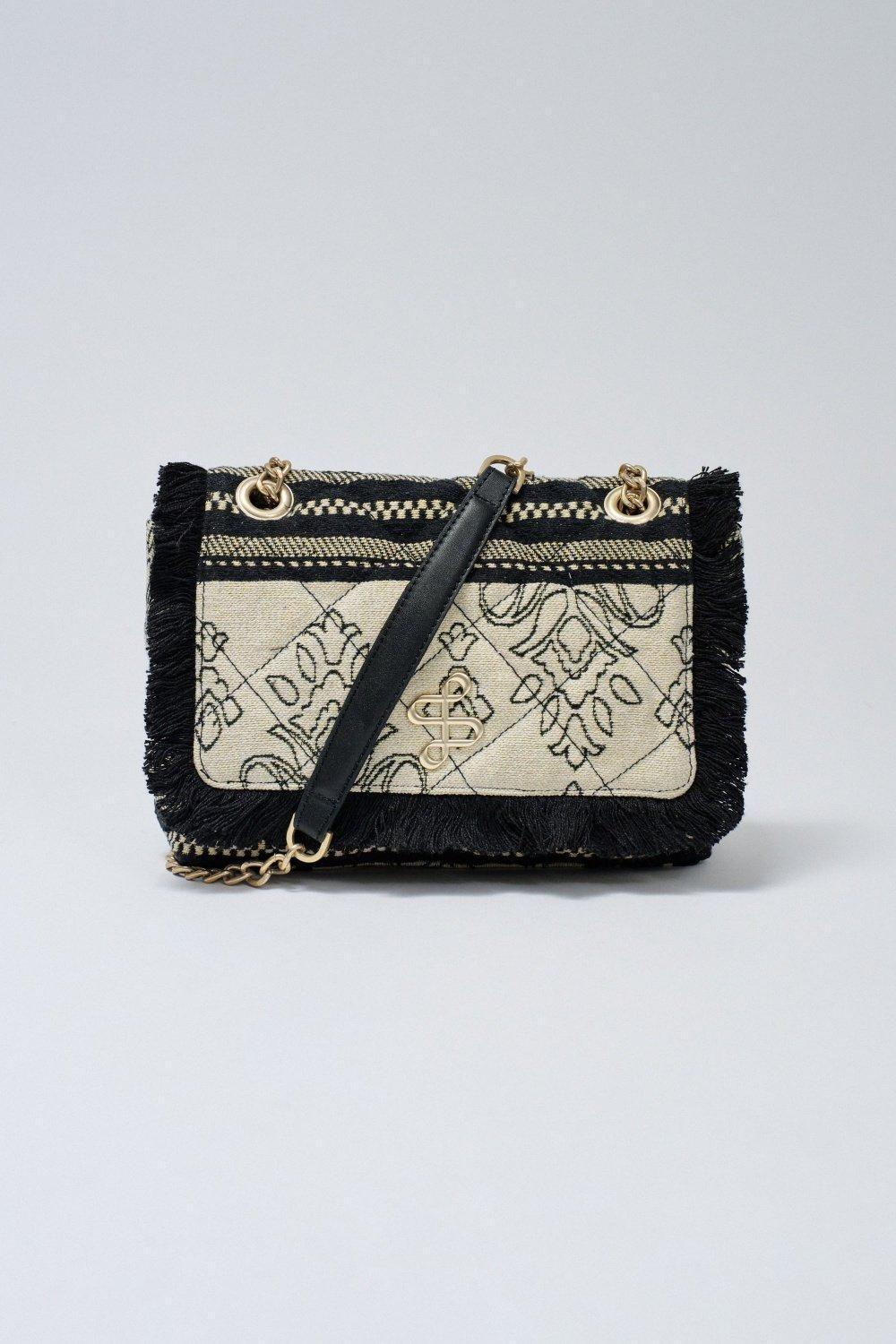 Suitcase With Jacquard Embroidery, Beige, large image number 0