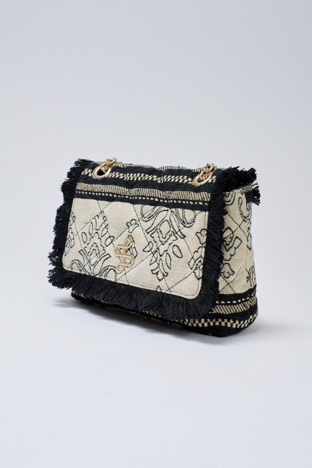 Suitcase With Jacquard Embroidery, Beige, large image number 2