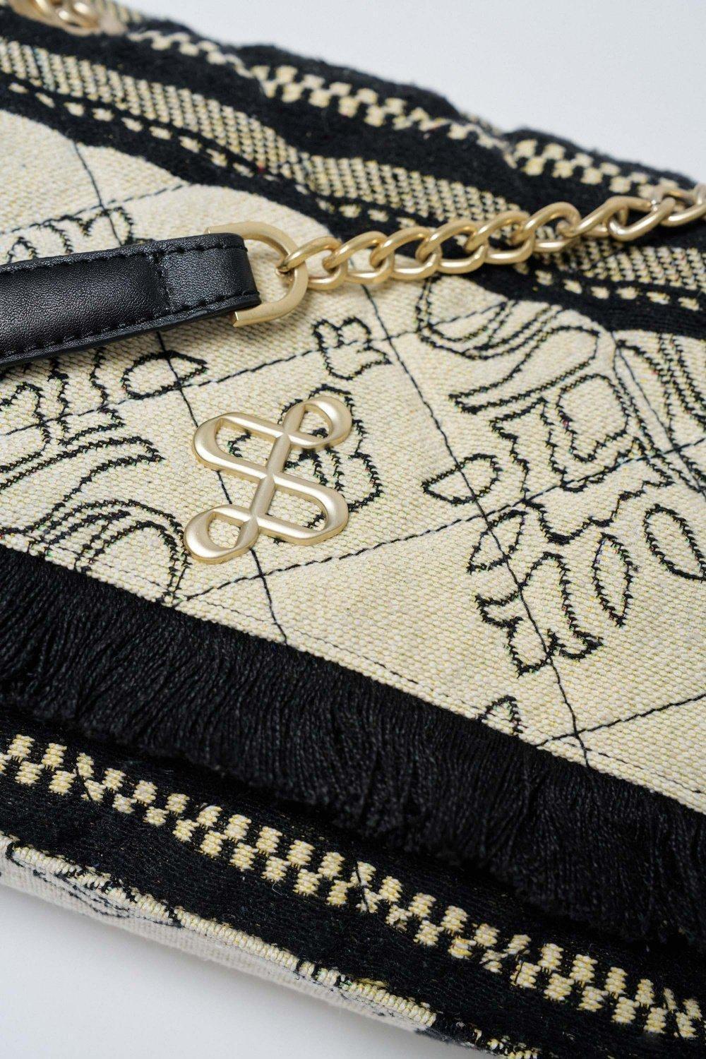 Suitcase With Jacquard Embroidery, Beige, large image number 4