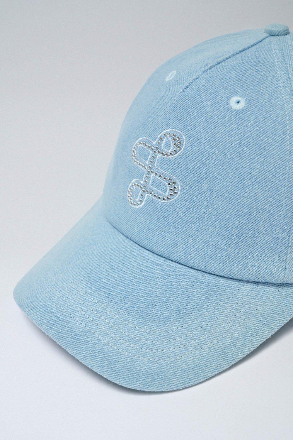 Blue Embroidered Denim Cap, 2101_852, large image number 4