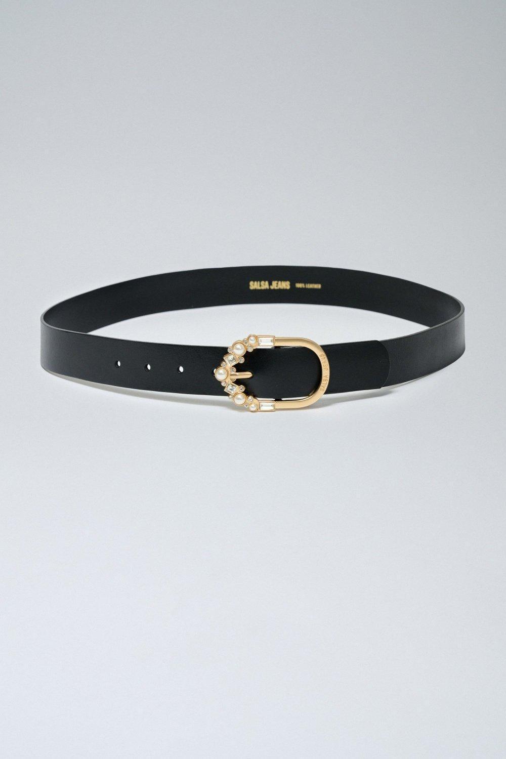Leather Belt, Black, large image number 0