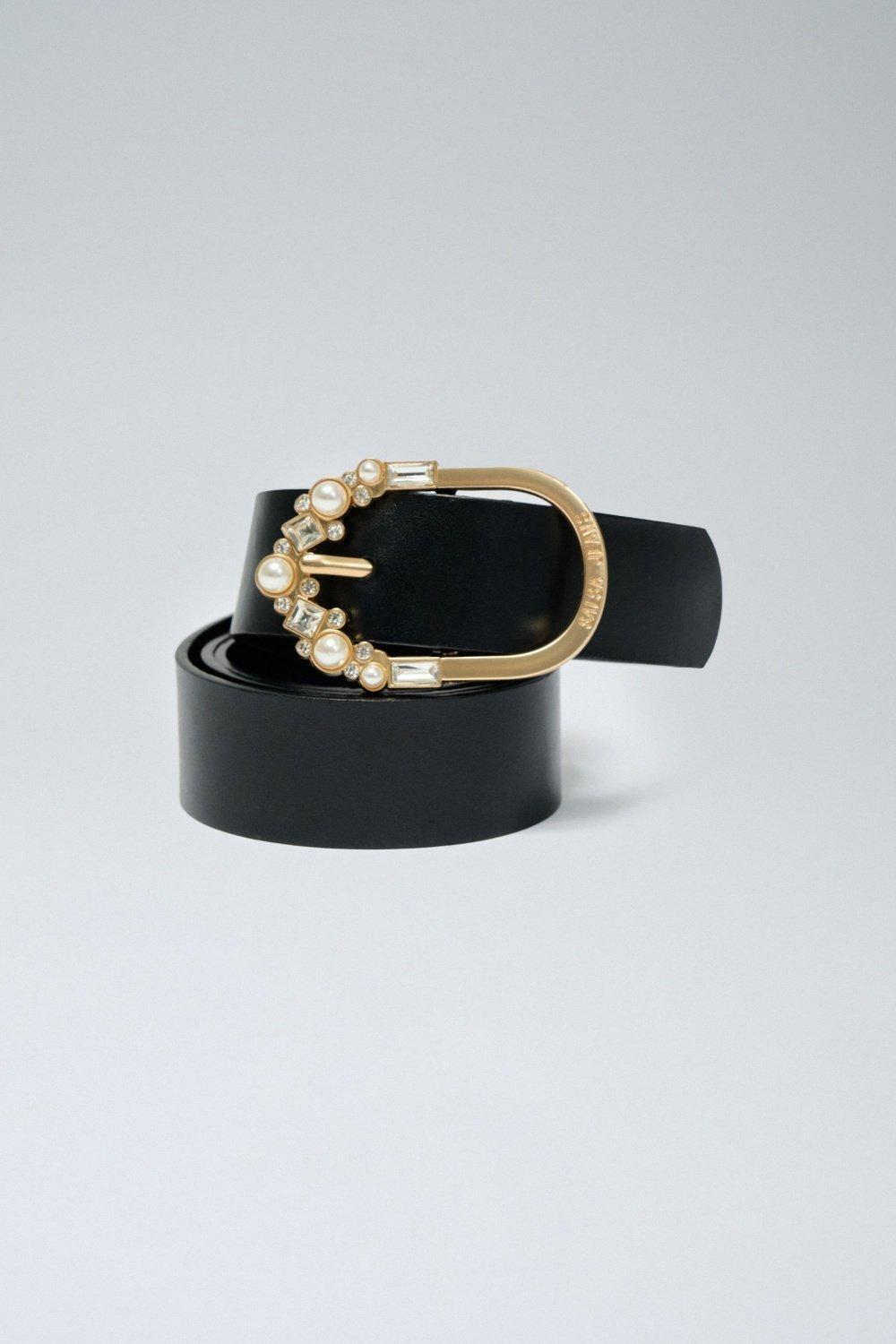 Leather Belt, Black, medium