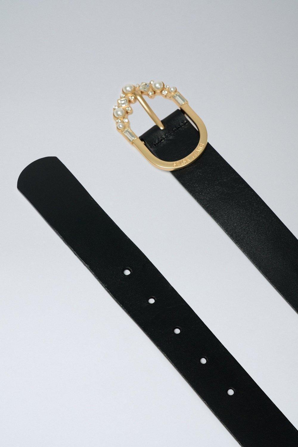 Leather Belt, Black, large image number 4