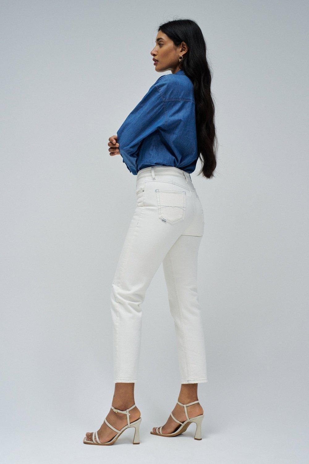 White True Cropped Slim Jeans, , large image number 2