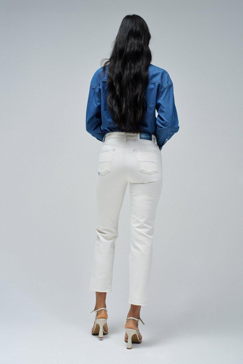 White True Cropped Slim Jeans, , large image number 3