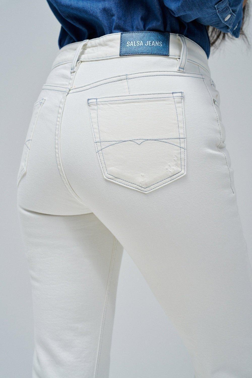 White True Cropped Slim Jeans, , large image number 4