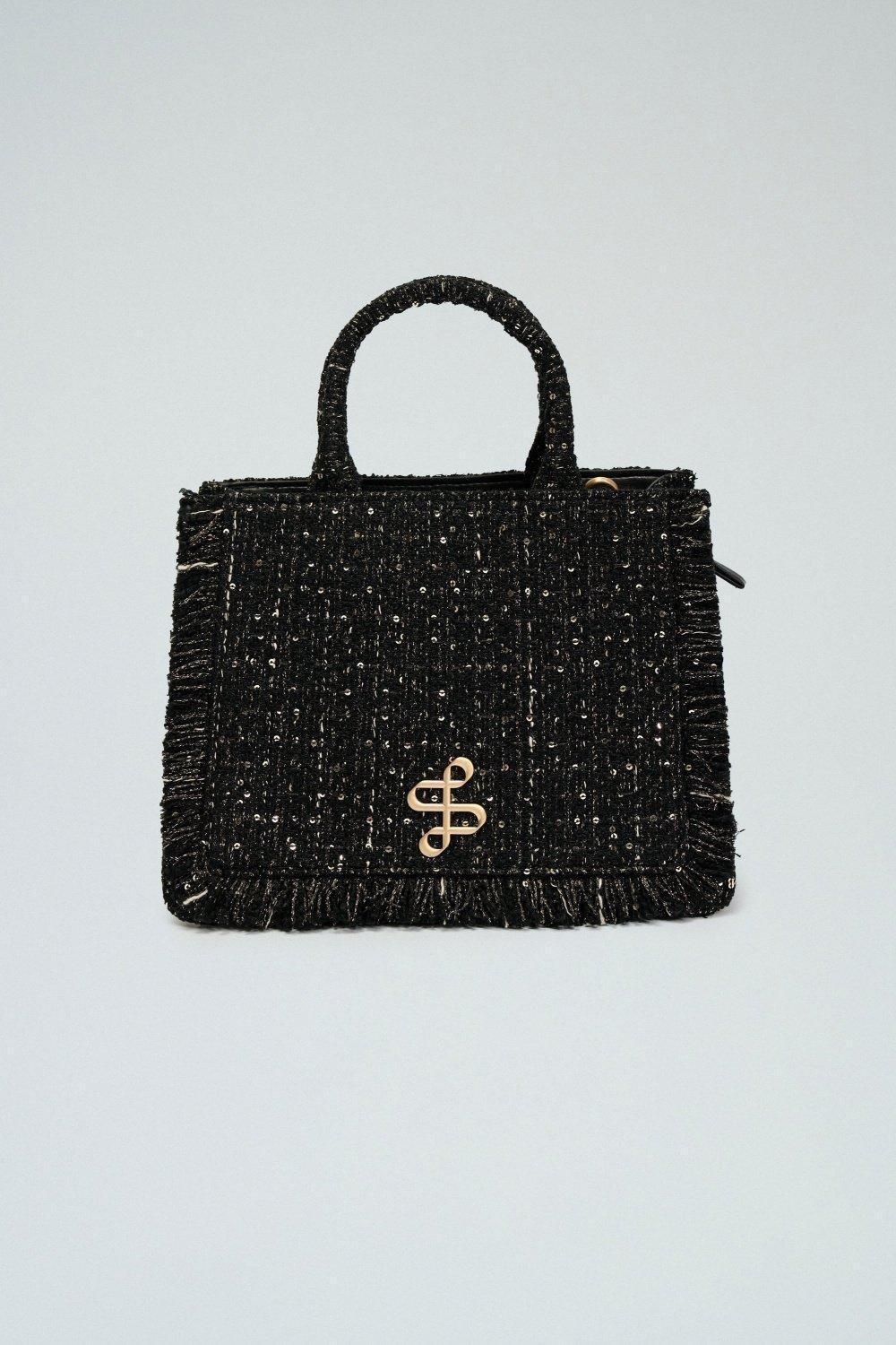 Totebag With Tweed, Black, large image number 0